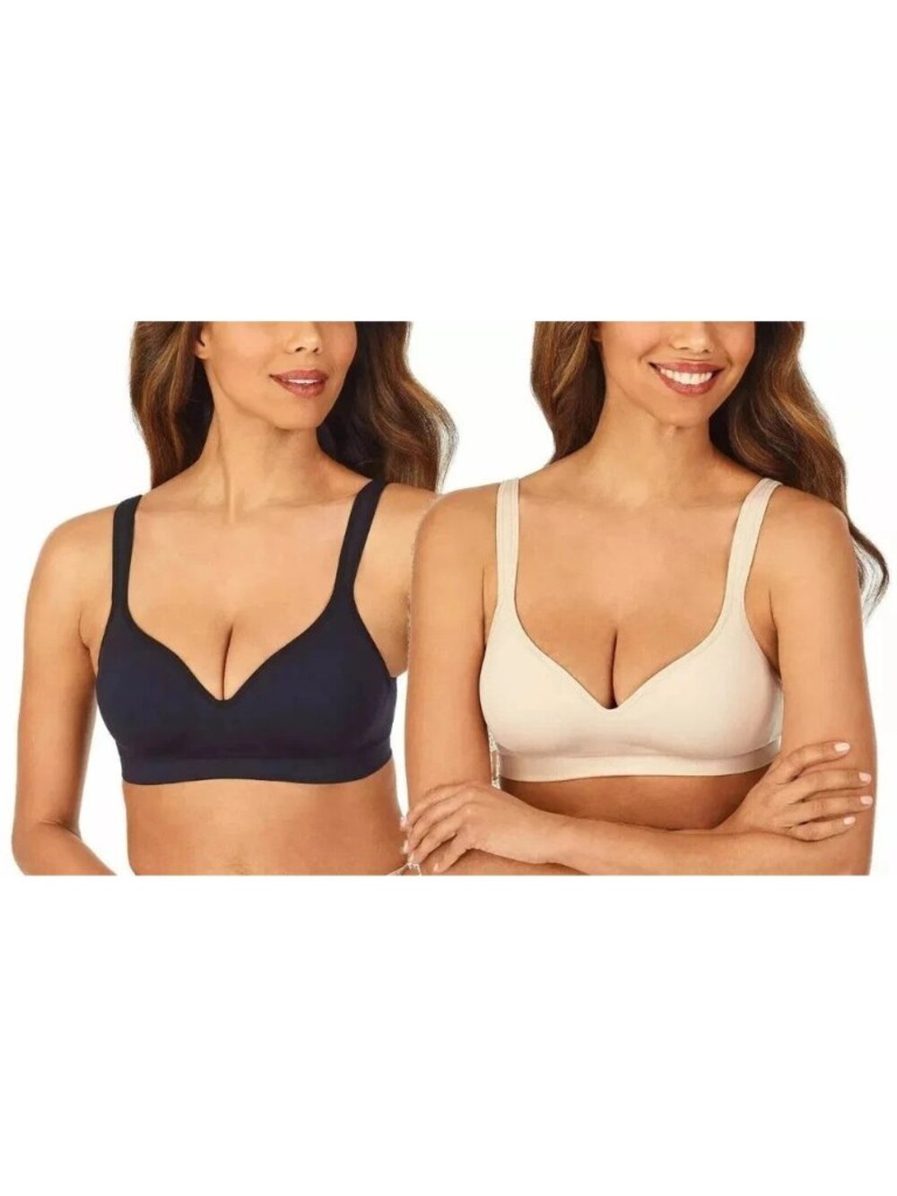NWT Carole Hochman Women's S Black & Nude Seamless Comfort Bra